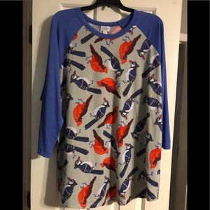 3xl LuLaRoe Randy, Blue jay/Cardinal print